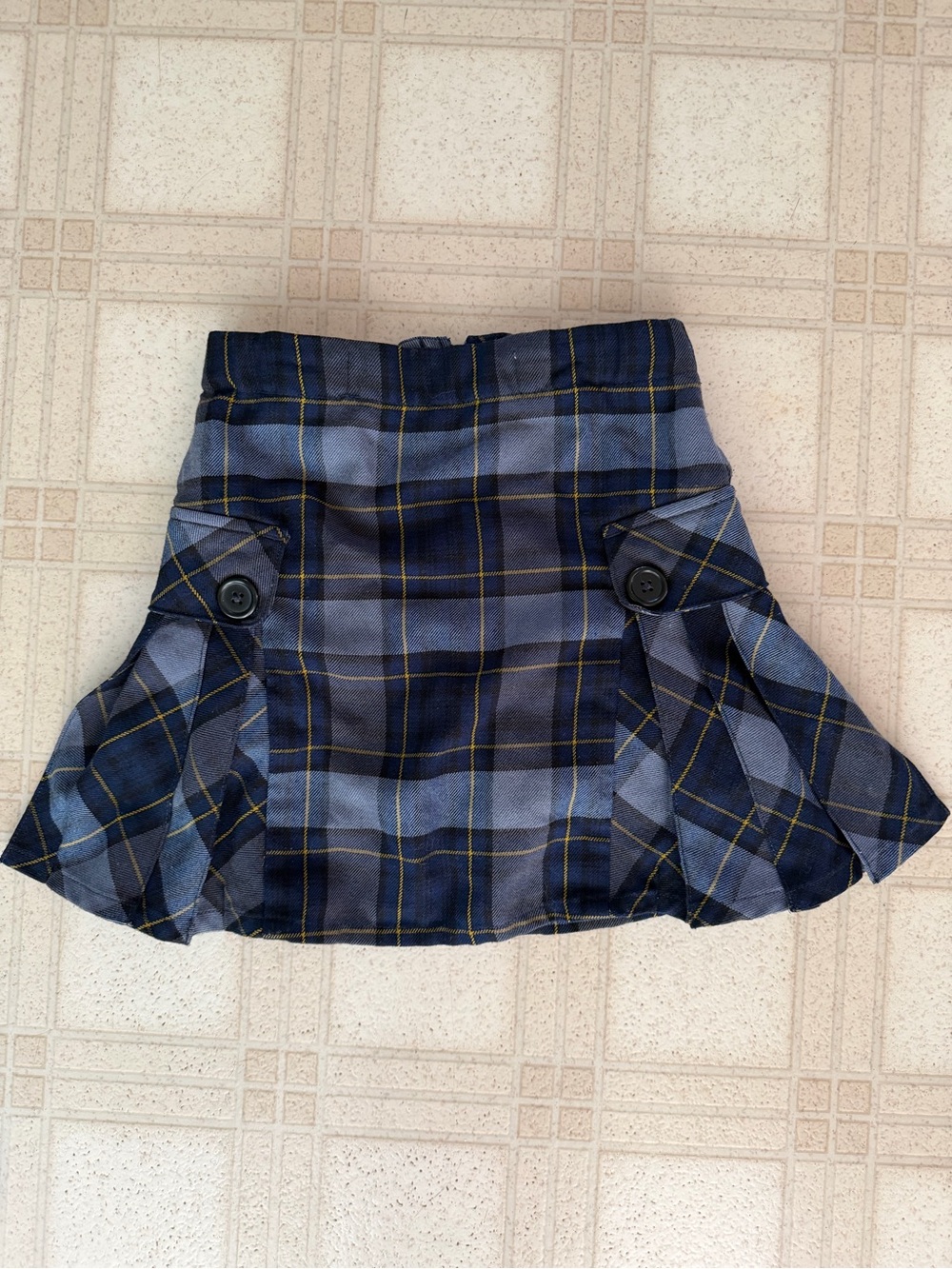 Lands End School Uniform Navy Blue Plaid Pleated Skirt Skort Girls 7